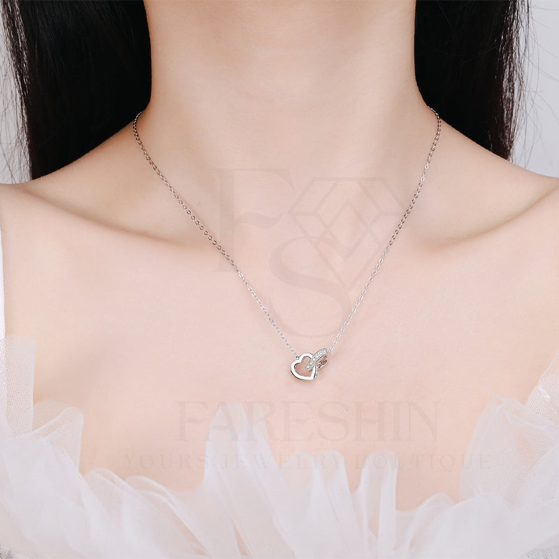 Round Cut Moissanite Heart Necklace — 0.5ct, D-color, VVS1, 925 Sterling Silver