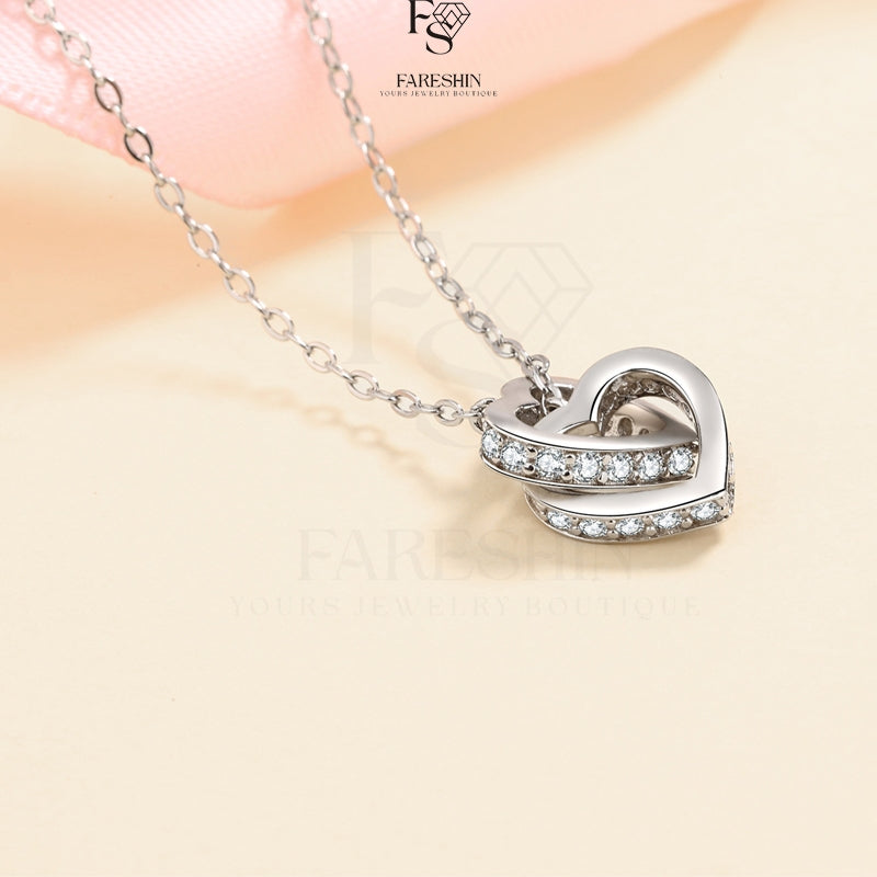 Round Cut Moissanite Heart Necklace — 0.5ct, D-color, VVS1, 925 Sterling Silver