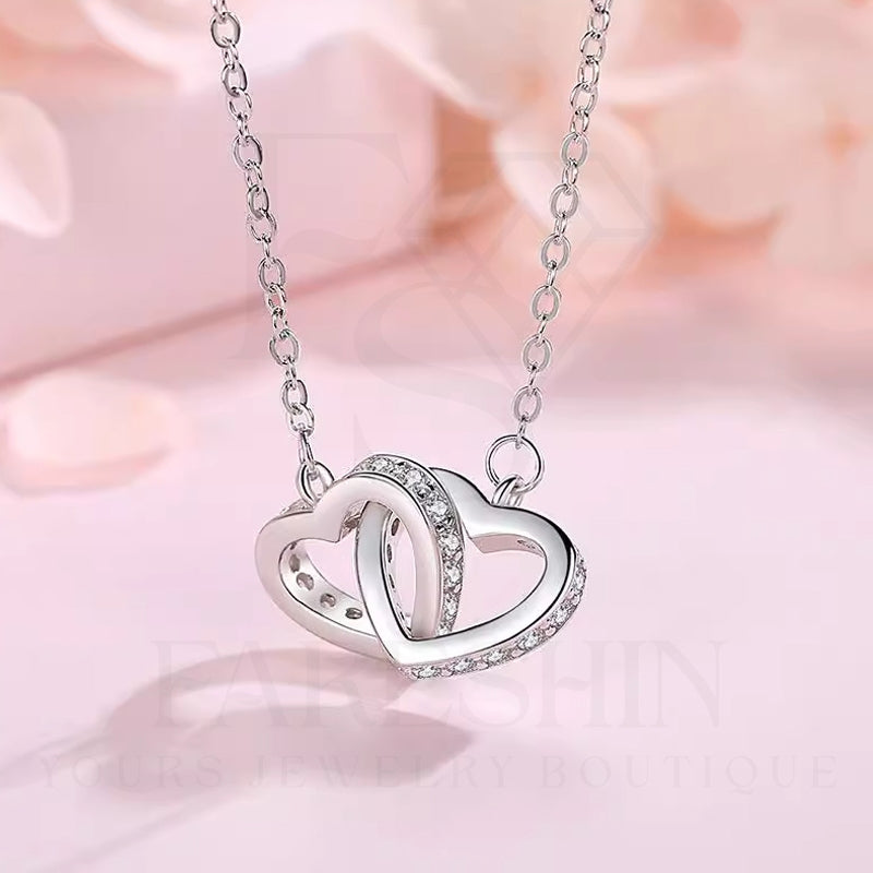 Round Cut Moissanite Heart Necklace — 0.5ct, D-color, VVS1, 925 Sterling Silver