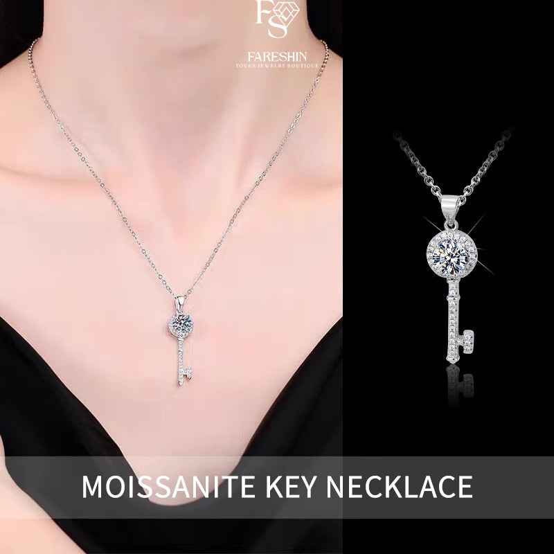 Round Cut Moissanite Heart Necklace — 0.5ct, D-color, VVS1, 925 Sterling Silver