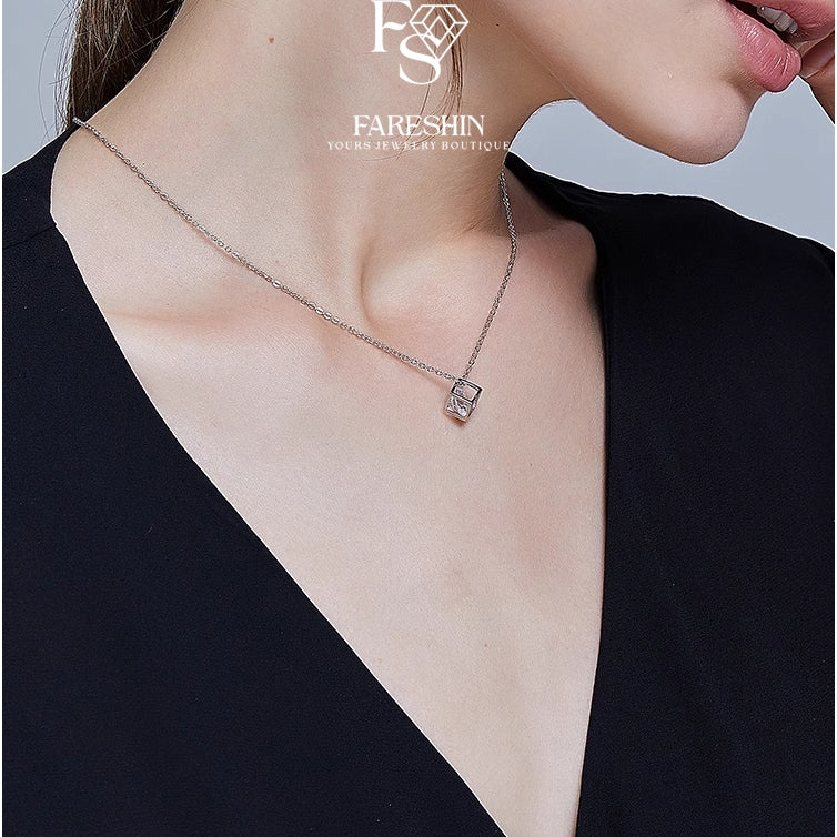 Round Cut Moissanite Classic Necklace — 0.5ct, D-color, VVS1, 925 Sterling Silver