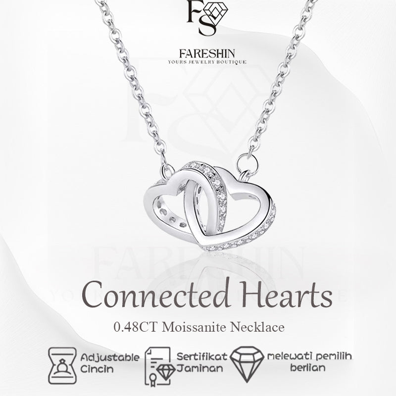 Round Cut Moissanite Heart Necklace — 0.5ct, D-color, VVS1, 925 Sterling Silver