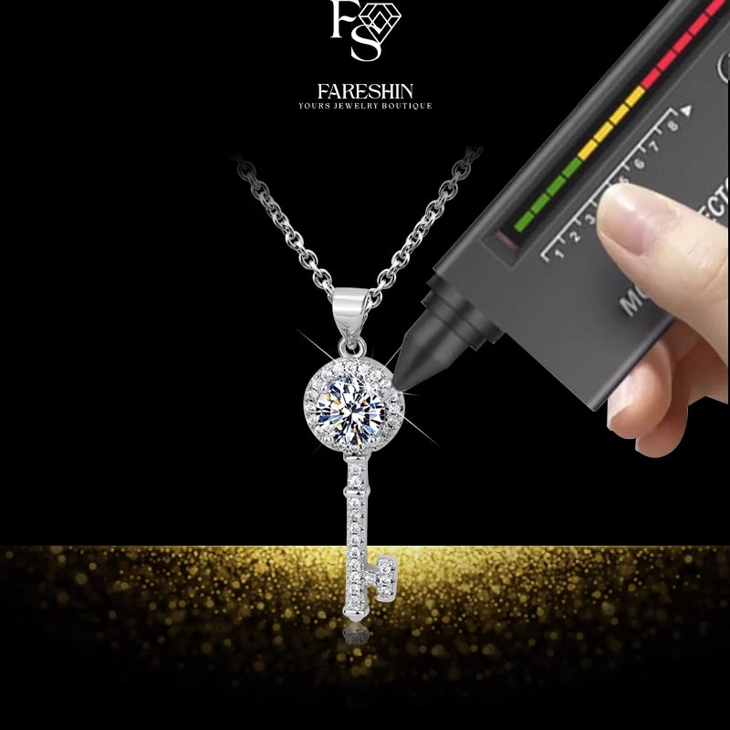 Round Cut Moissanite Heart Necklace — 0.5ct, D-color, VVS1, 925 Sterling Silver