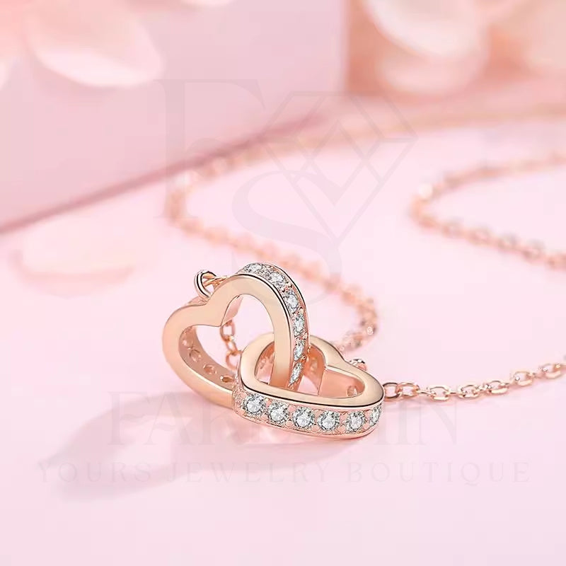 Round Cut Moissanite Heart Necklace — 0.5ct, D-color, VVS1, 925 Sterling Silver