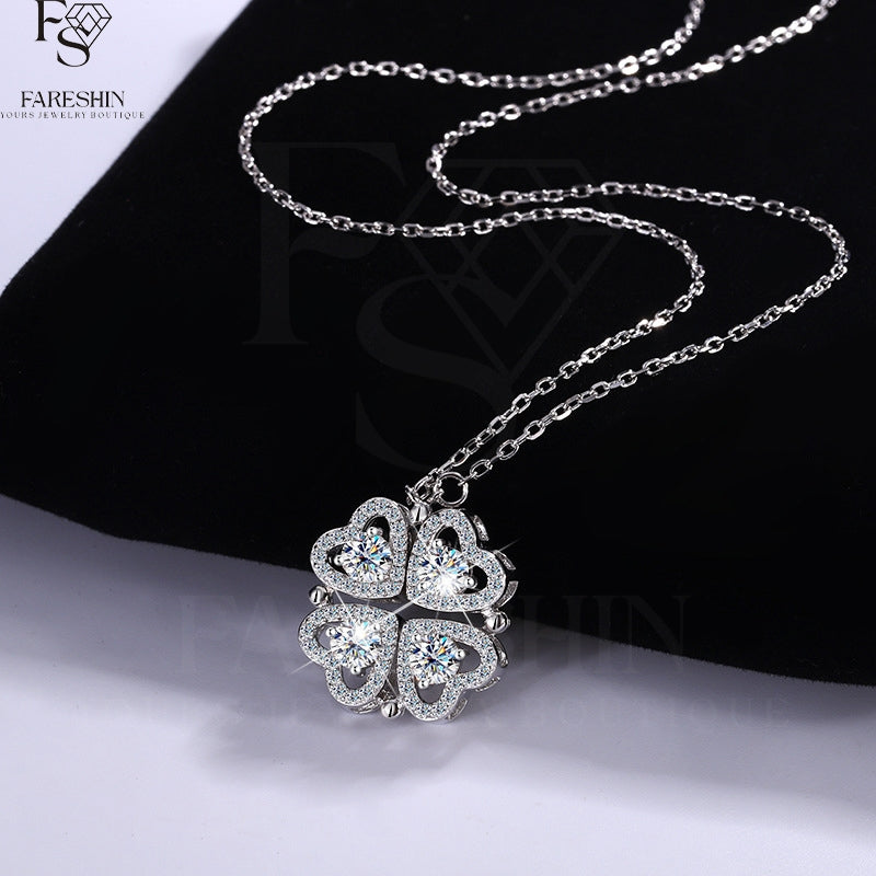 Round Cut Moissanite Heart Necklace — 1.2ct, D-color, VVS1, 925 Sterling Silver