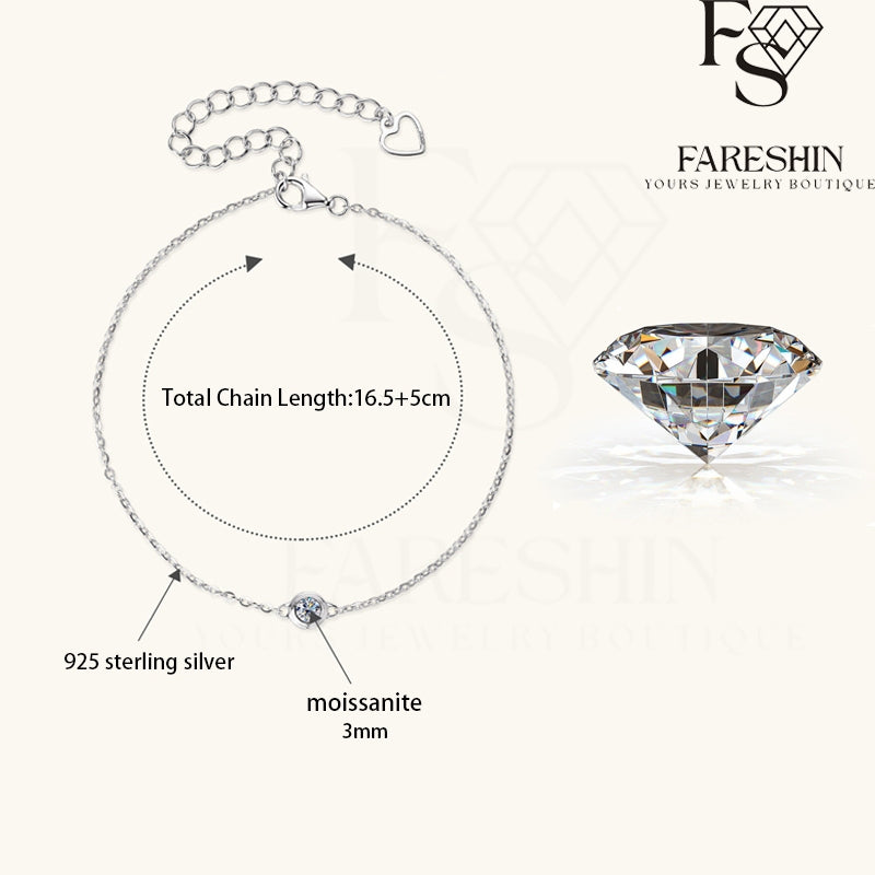 Round Cut Moissanite Classic Bracelet — 0.5ct, D-color, VVS1, 925 Sterling Silver
