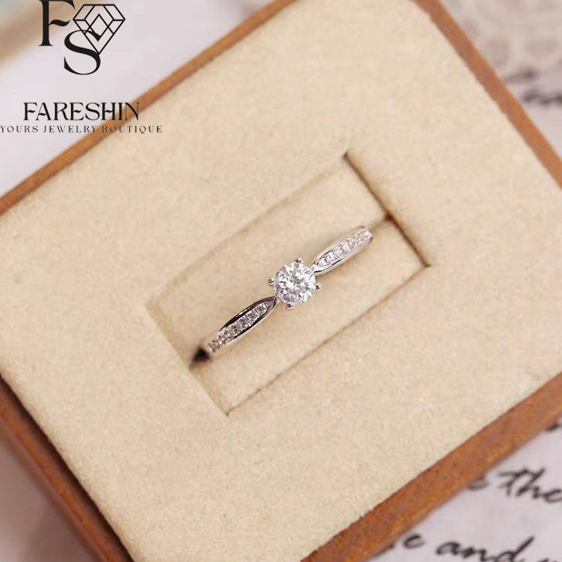 Round Cut Moissanite Star Ring — 0.5ct, D-color, VVS1, 18K Gold Vermeil