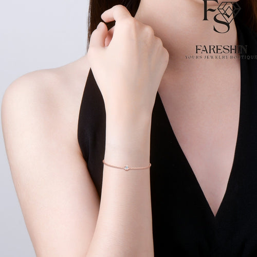 Fareshin Round Cut Classic - , D Color, Vvs1, Moissanite Bracelet - 0.5ct / 925 Sterling Silver - detail view | FARESHIN