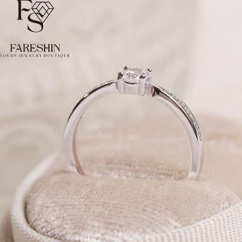Round Cut Moissanite Star Ring — 0.5ct, D-color, VVS1, 18K Gold Vermeil