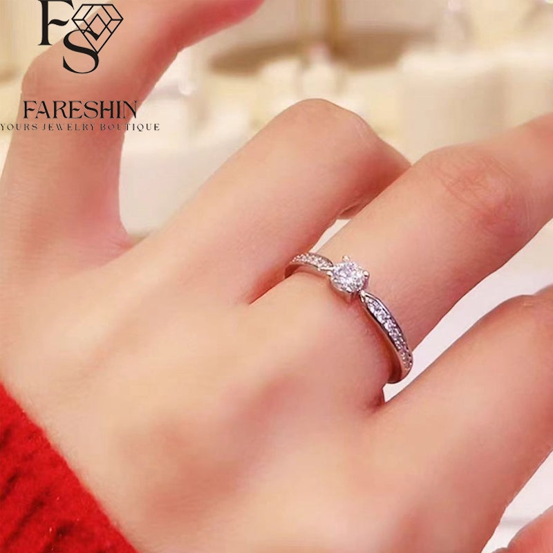 Round Cut Moissanite Star Ring — 0.5ct, D-color, VVS1, 18K Gold Vermeil