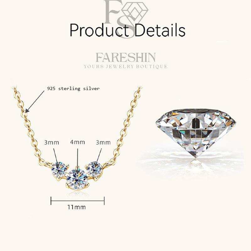 Round Cut Moissanite Classic Necklace — 0.5ct, D-color, VVS1, 925 Sterling Silver