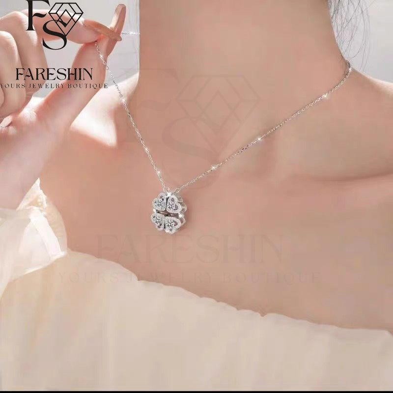 Round Cut Moissanite Heart Necklace — 1.2ct, D-color, VVS1, 925 Sterling Silver