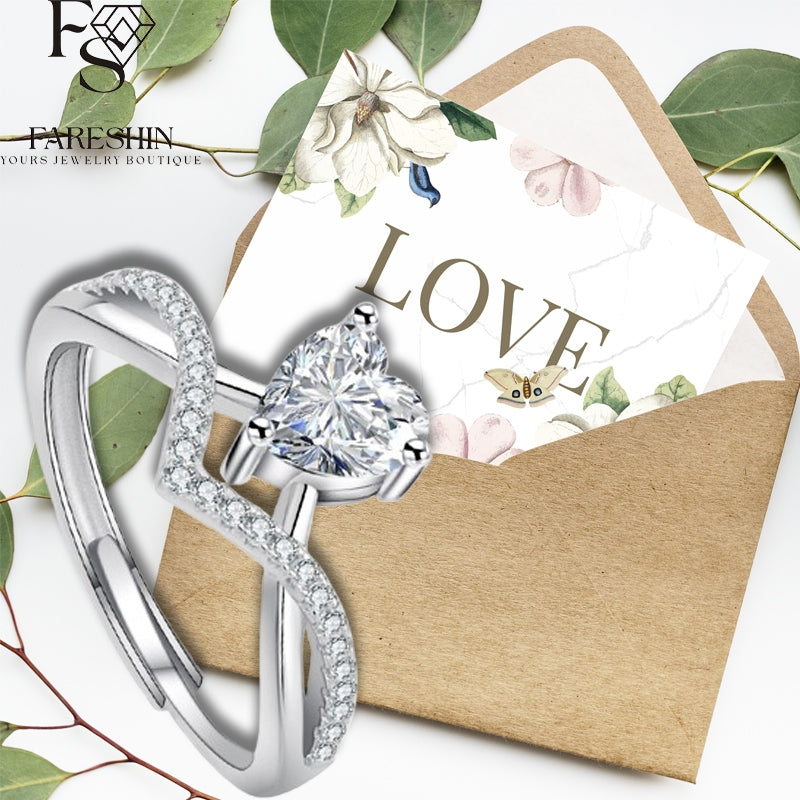 Round Cut Moissanite Heart Ring — 0.5ct, D-color, VVS1, 18K Gold Vermeil