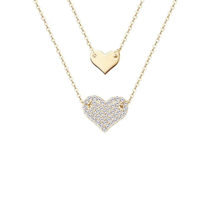 Round Cut Moissanite Heart Necklace — 0.015ct, D-color, VVS1, 925 Sterling Silver
