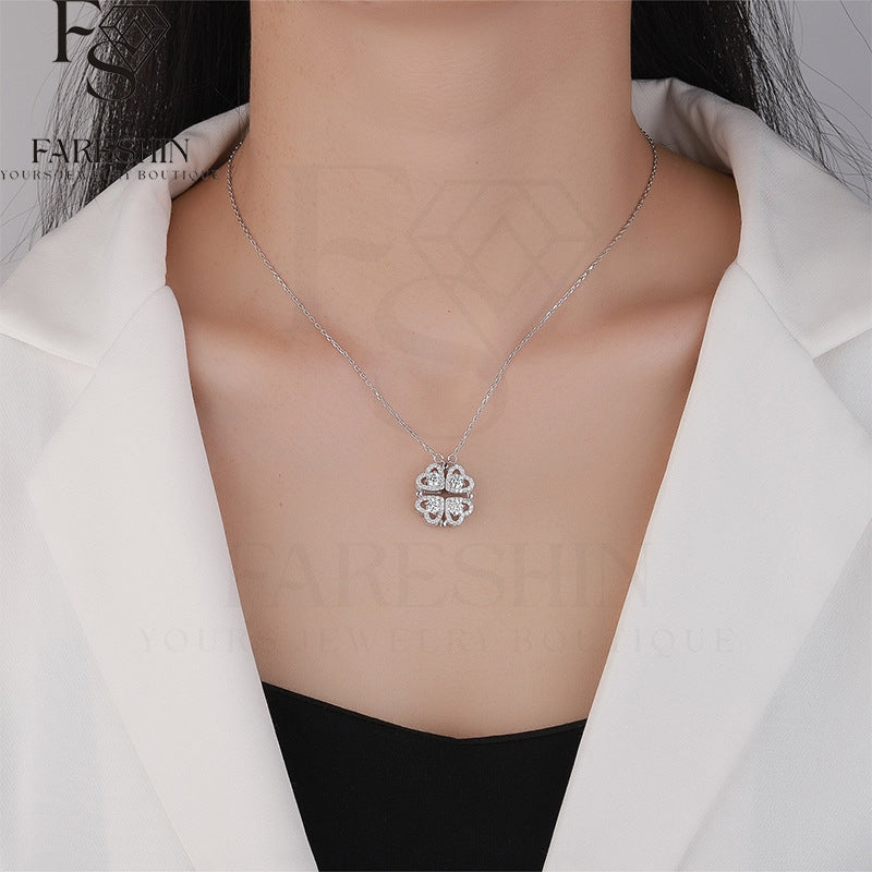 Round Cut Moissanite Heart Necklace — 1.2ct, D-color, VVS1, 925 Sterling Silver