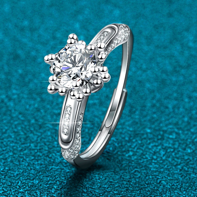 Round Cut Moissanite Star Ring — 0.5ct, D-color, VVS1, 18K Gold Vermeil