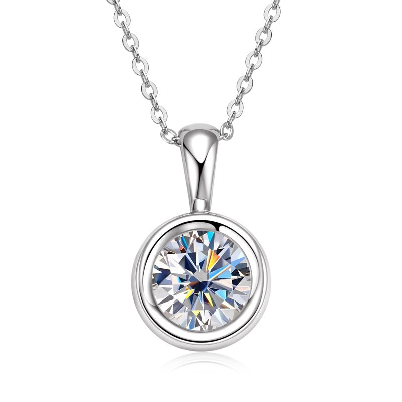 Round Cut Moissanite Classic Necklace — 2.0ct, D-color, VVS1, 925 Sterling Silver