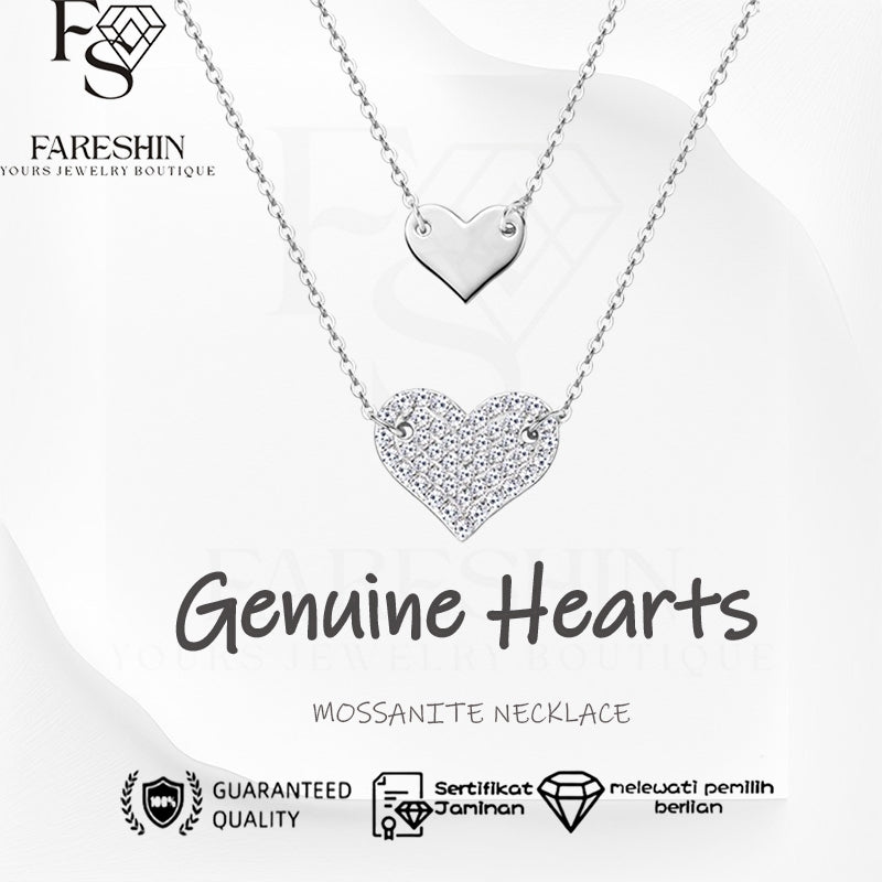 Round Cut Moissanite Heart Necklace — 0.015ct, D-color, VVS1, 925 Sterling Silver