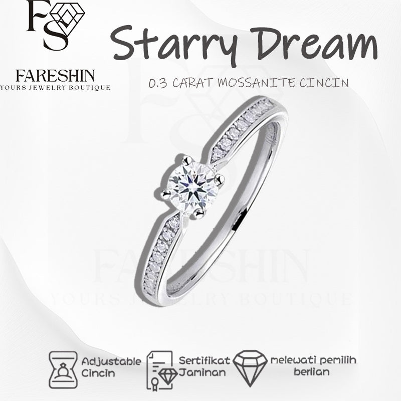 Round Cut Moissanite Star Ring — 0.5ct, D-color, VVS1, 18K Gold Vermeil
