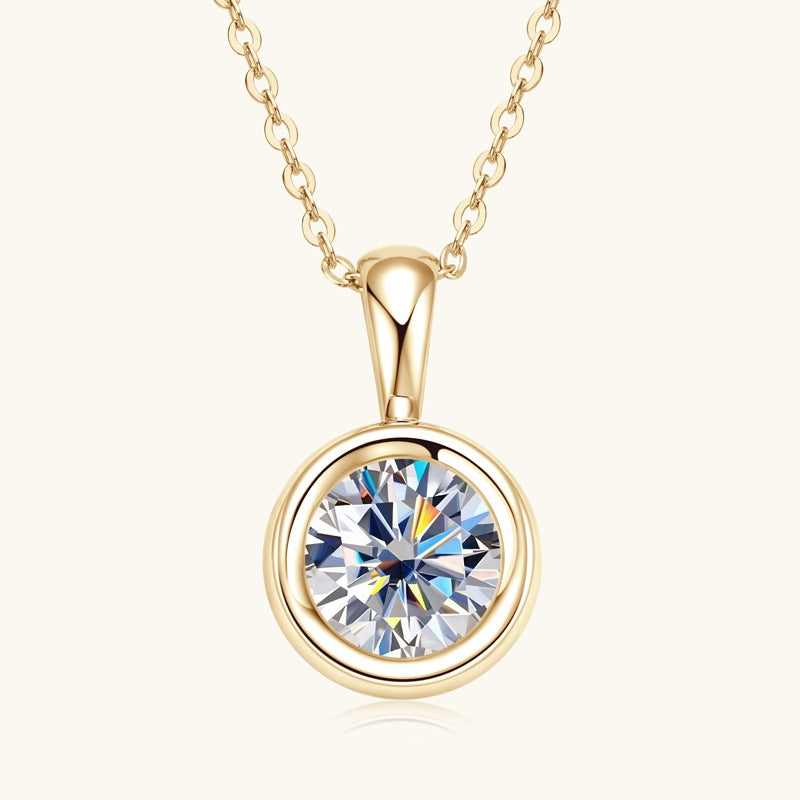 Round Cut Moissanite Classic Necklace — 2.0ct, D-color, VVS1, 925 Sterling Silver