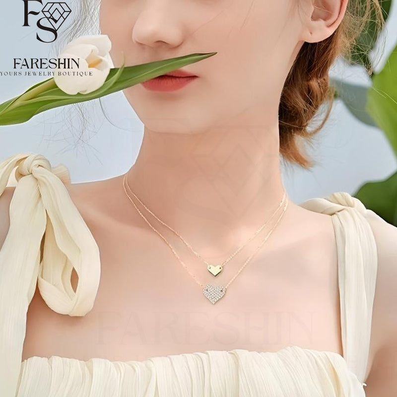 Round Cut Moissanite Heart Necklace — 0.015ct, D-color, VVS1, 925 Sterling Silver