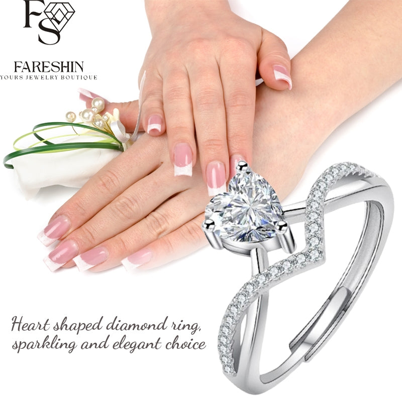 Round Cut Moissanite Heart Ring — 0.5ct, D-color, VVS1, 18K Gold Vermeil