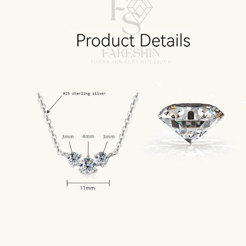Round Cut Moissanite Classic Necklace — 0.5ct, D-color, VVS1, 925 Sterling Silver