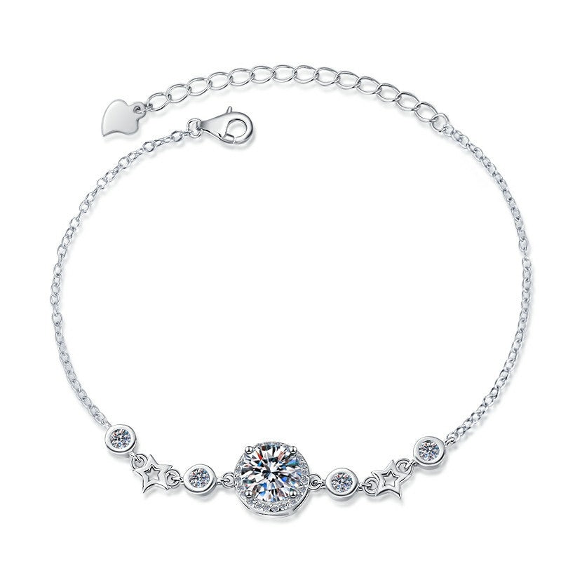 Round Cut Moissanite Star Bracelet — 0.5ct, D-color, VVS1, 925 Sterling Silver