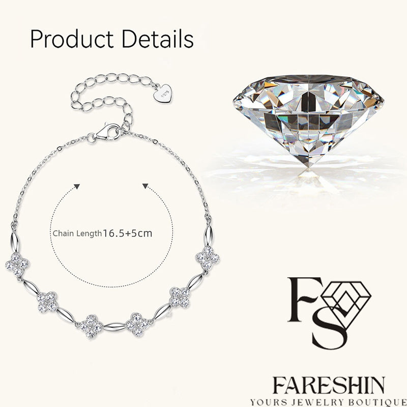 Round Cut Moissanite Heart Bracelet — 0.72ct, D-color, VVS1, 925 Sterling Silver