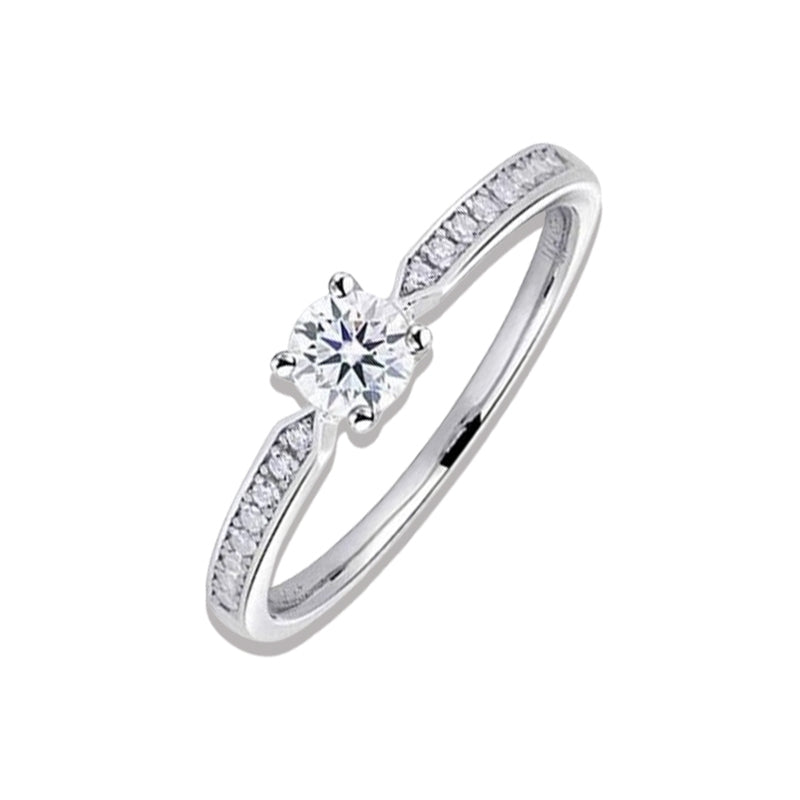 Round Cut Moissanite Star Ring — 0.5ct, D-color, VVS1, 18K Gold Vermeil