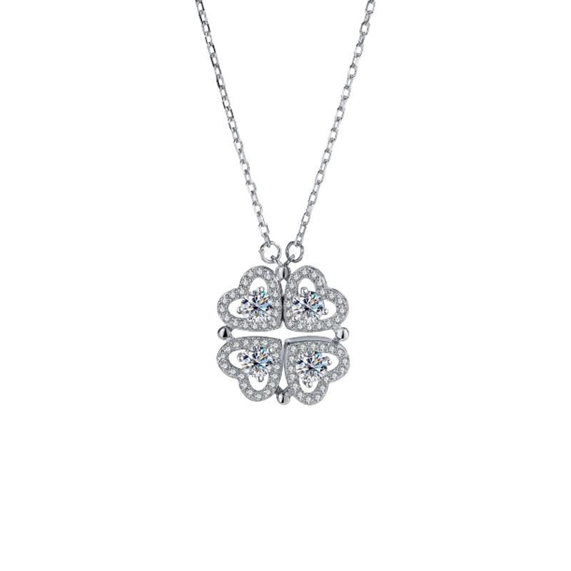 Round Cut Moissanite Heart Necklace — 1.2ct, D-color, VVS1, 925 Sterling Silver