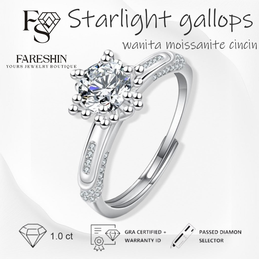 Round Cut Moissanite Star Ring — 0.5ct, D-color, VVS1, 18K Gold Vermeil