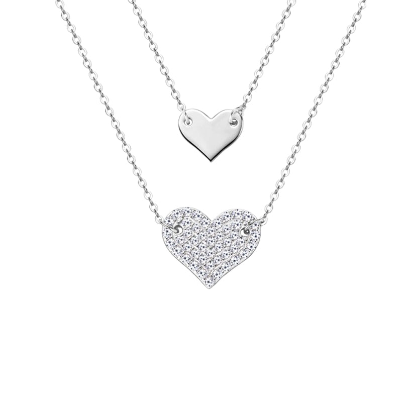 Round Cut Moissanite Heart Necklace — 0.015ct, D-color, VVS1, 925 Sterling Silver