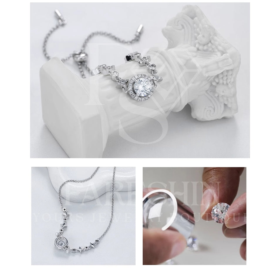Round Cut Moissanite Star Bracelet — 0.5ct, D-color, VVS1, 925 Sterling Silver