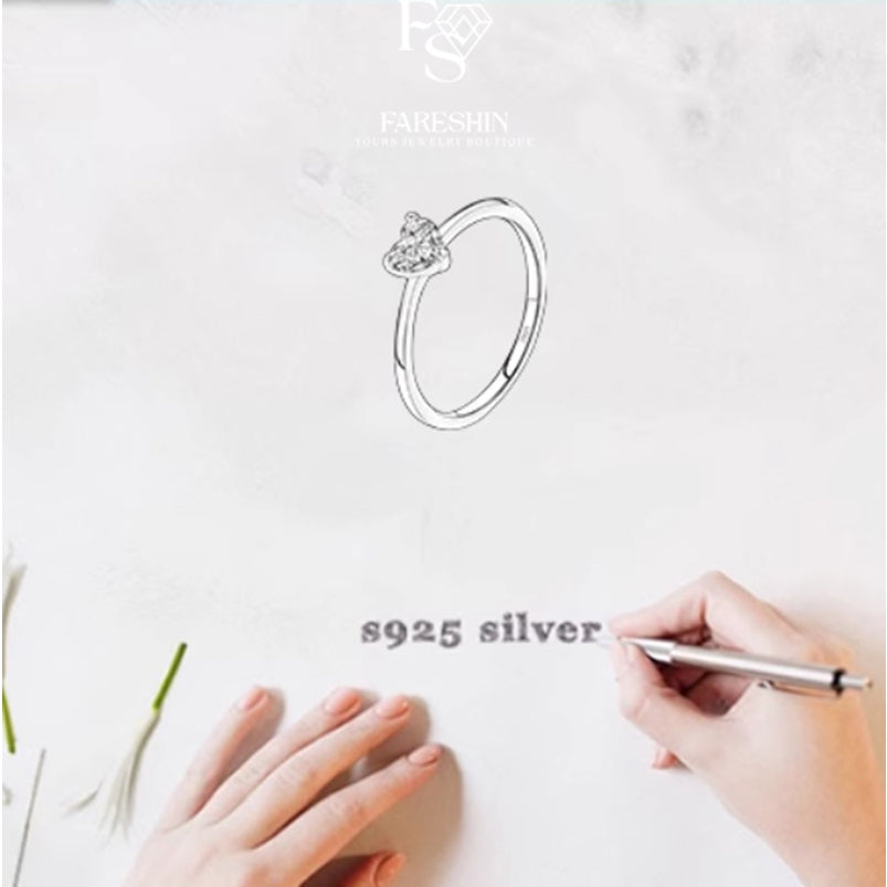 Round Cut Moissanite Heart Ring — 0.5ct, D-color, VVS1, 18K Gold Vermeil