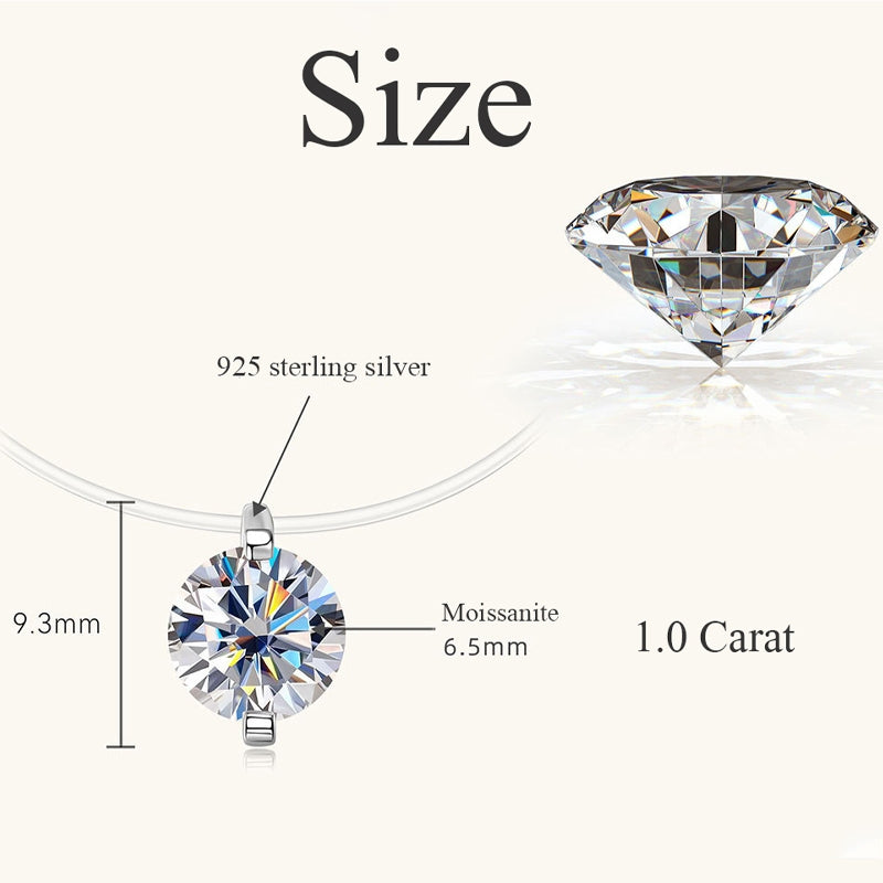 Round Cut Moissanite Classic Necklace — 0.5ct, D-color, VVS1, 925 Sterling Silver