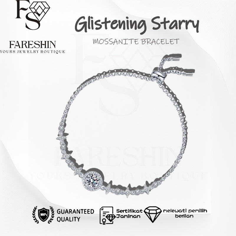 Round Cut Moissanite Star Bracelet — 0.5ct, D-color, VVS1, 925 Sterling Silver