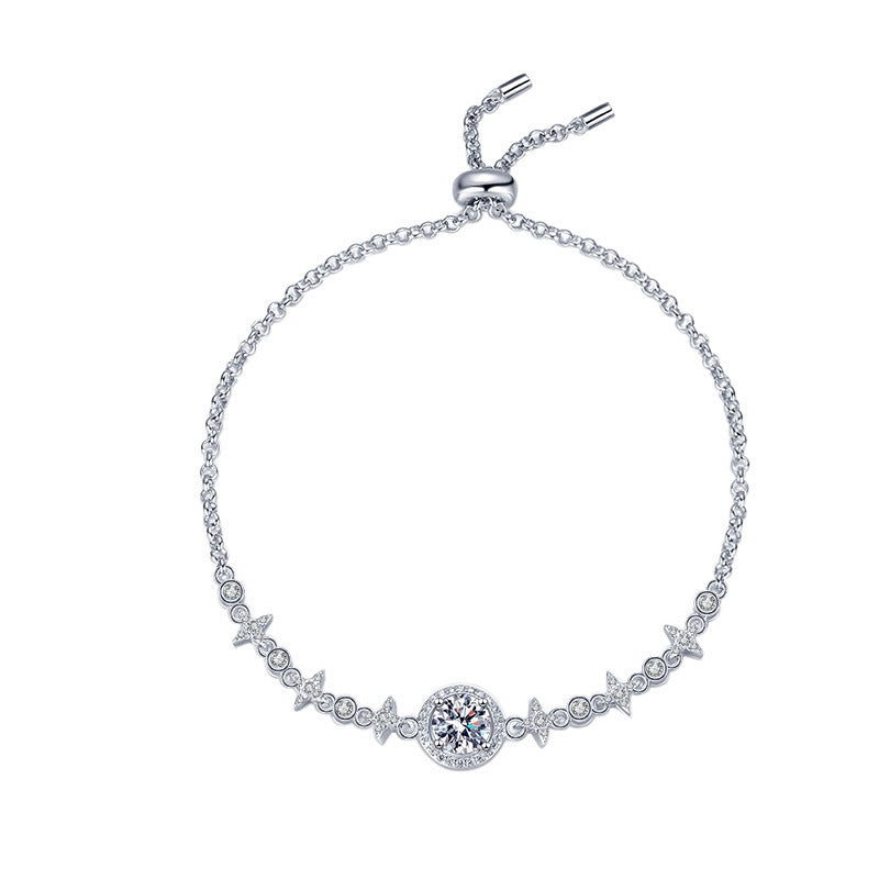 Round Cut Moissanite Star Bracelet — 0.5ct, D-color, VVS1, 925 Sterling Silver