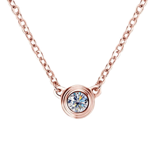 Round Cut Moissanite Classic Necklace — 0.1ct, D-color, VVS1, 925 Sterling Silver