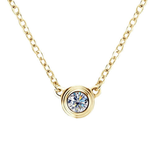 Round Cut Moissanite Classic Necklace — 0.1ct, D-color, VVS1, 925 Sterling Silver