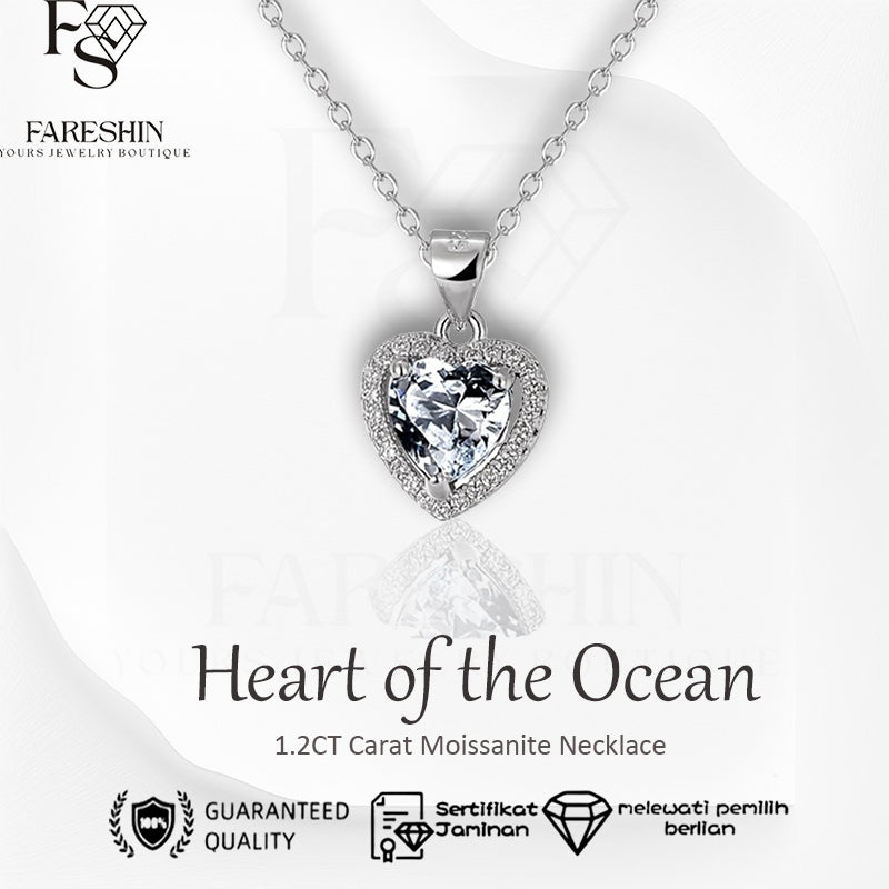 Round Cut Moissanite Heart Necklace — 0.5ct, D-color, VVS1, 925 Sterling Silver