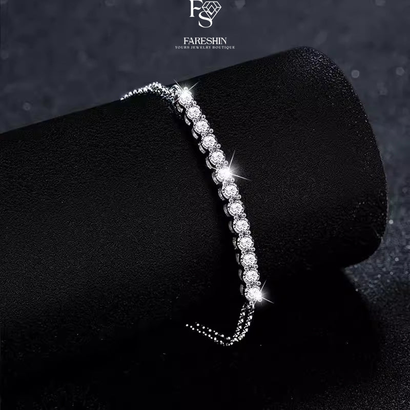 Round Cut Moissanite Classic Bracelet — 1.3ct, D-color, VVS1, 925 Sterling Silver