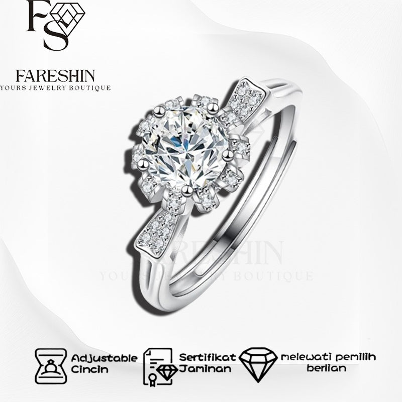 Fareshin Round Cut Classic - , D Color, Vvs1, Moissanite Ring - 0.5ct / 18K Gold Vermeil - additional product view | FARESHIN
