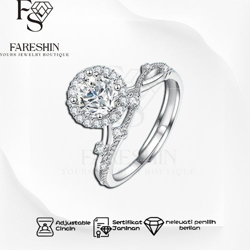 Fareshin Round Cut Classic - , D Color, Vvs1, Moissanite Ring - 0.5ct / 18K Gold Vermeil - detail view | FARESHIN
