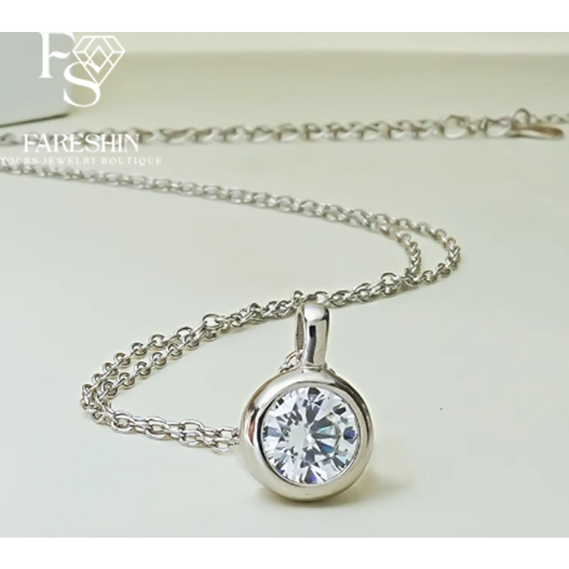 Round Cut Moissanite Classic Necklace — 2.0ct, D-color, VVS1, 925 Sterling Silver