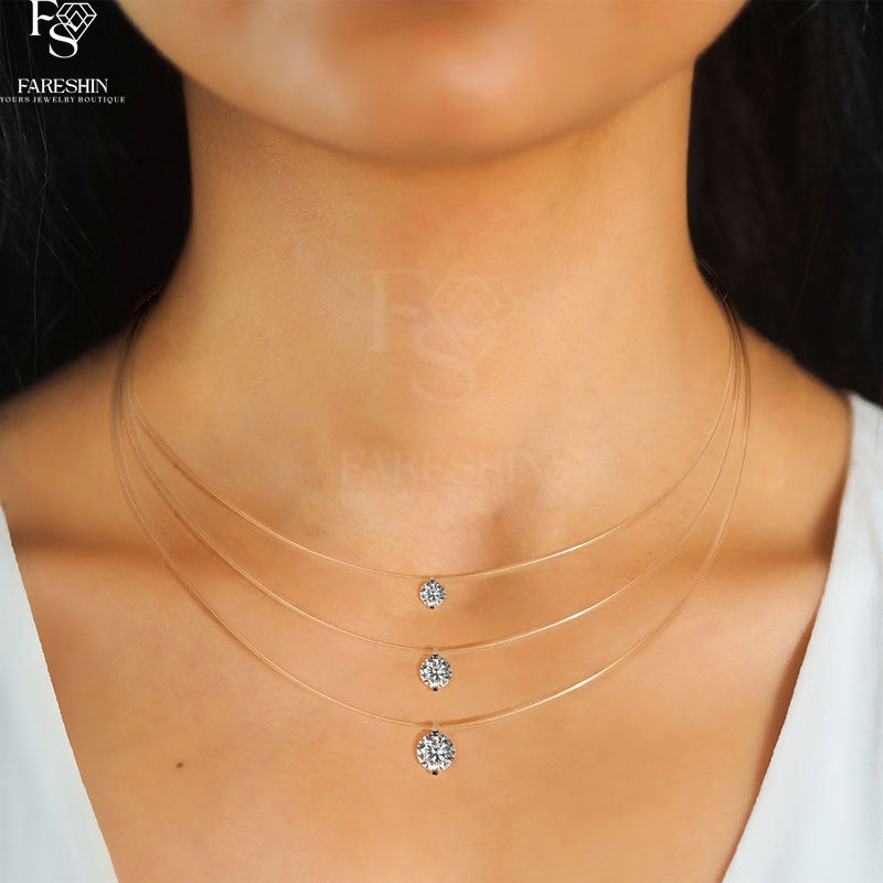 Round Cut Moissanite Classic Necklace — 0.5ct, D-color, VVS1, 925 Sterling Silver