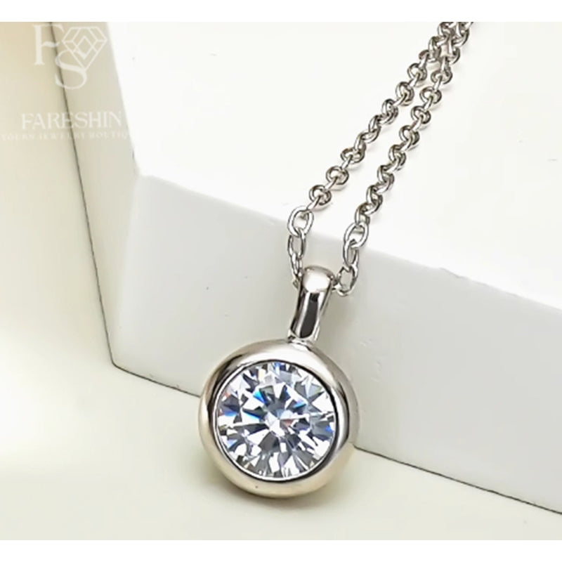 Round Cut Moissanite Classic Necklace — 2.0ct, D-color, VVS1, 925 Sterling Silver