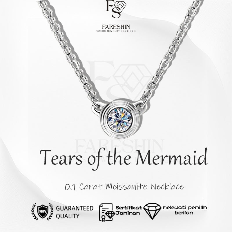 Round Cut Moissanite Classic Necklace — 0.1ct, D-color, VVS1, 925 Sterling Silver