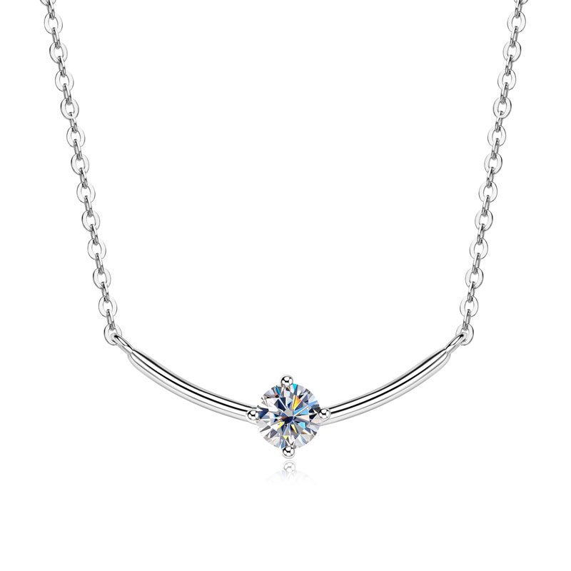 Round Cut Moissanite Classic Necklace — 0.5ct, D-color, VVS1, 925 Sterling Silver
