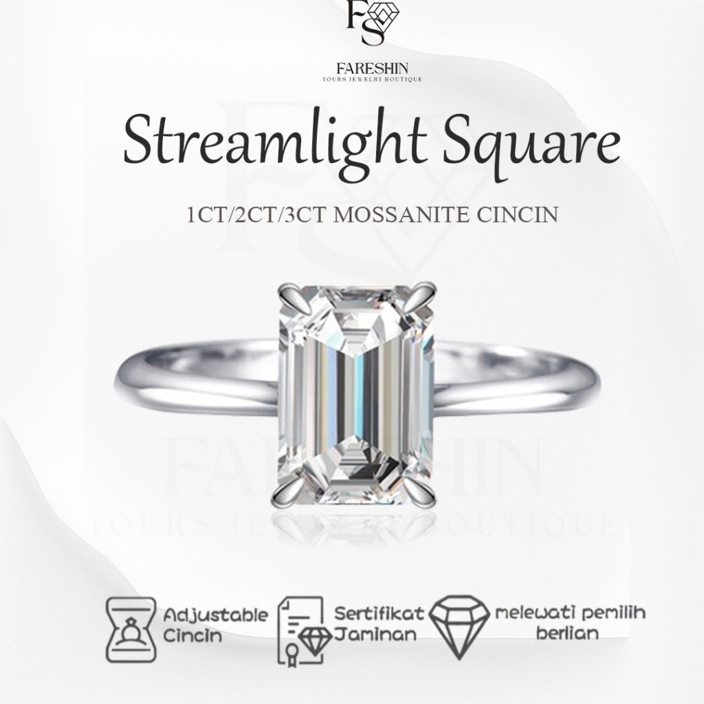 Round Cut Moissanite Square Ring — 0.5ct, D-color, VVS1, 18K Gold Vermeil